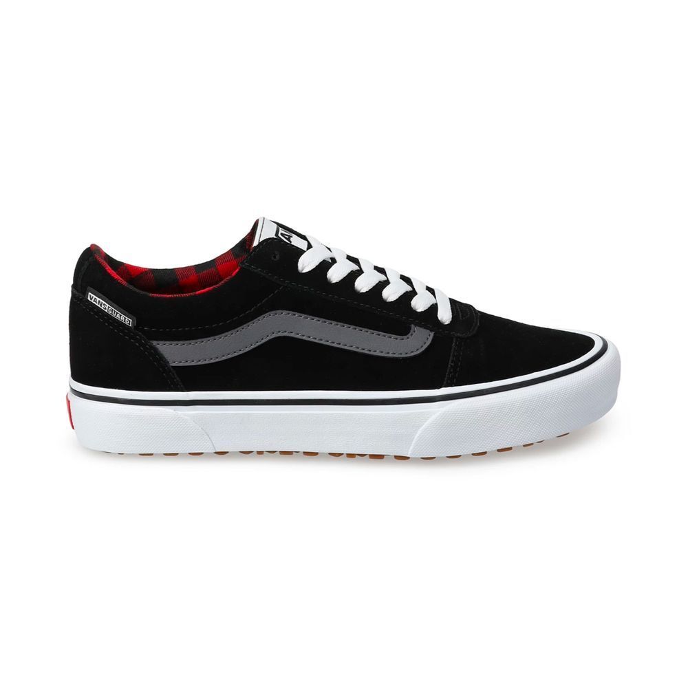 VANS Ward Low-Top Skate Sneakers Black Suede Buffalo Plaid-Lined US Men's SIZE 7